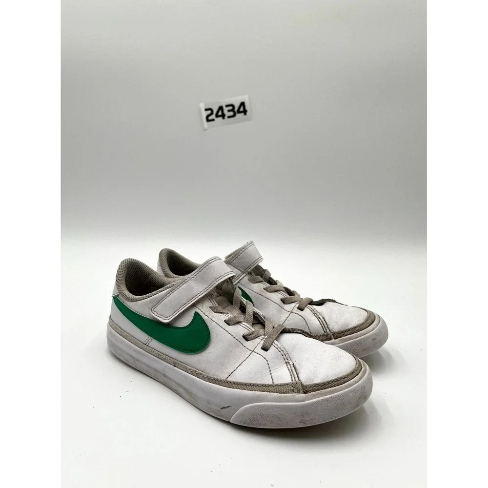 Nike Court Legacy PSV DA5381-120 Youth 2.5 Shoes White Green Solo Swoosh Sneaker